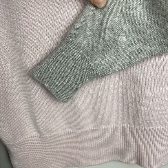 VTG Theory Silk Cashmere Sweater Womens Small Pink Gray Colorblock Soft Luxury - Picture 7 of 10